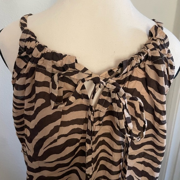 J. Crew Swingy Organic Cotton-voile Beach Dress Zebra Stripe Sleeveless Pullover - Picture 8 of 15